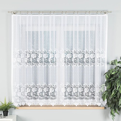 DEMETRIA Firanka żakardowa gotowa prosta 300x160 cm biała
