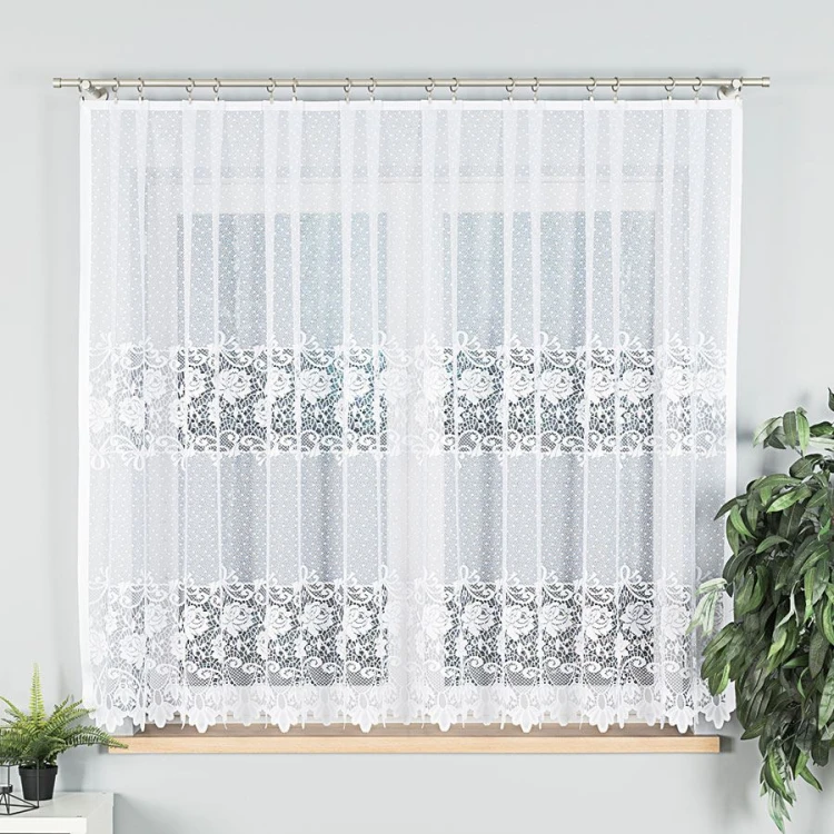 DEMETRIA Firanka żakardowa gotowa prosta 300x160 cm biała