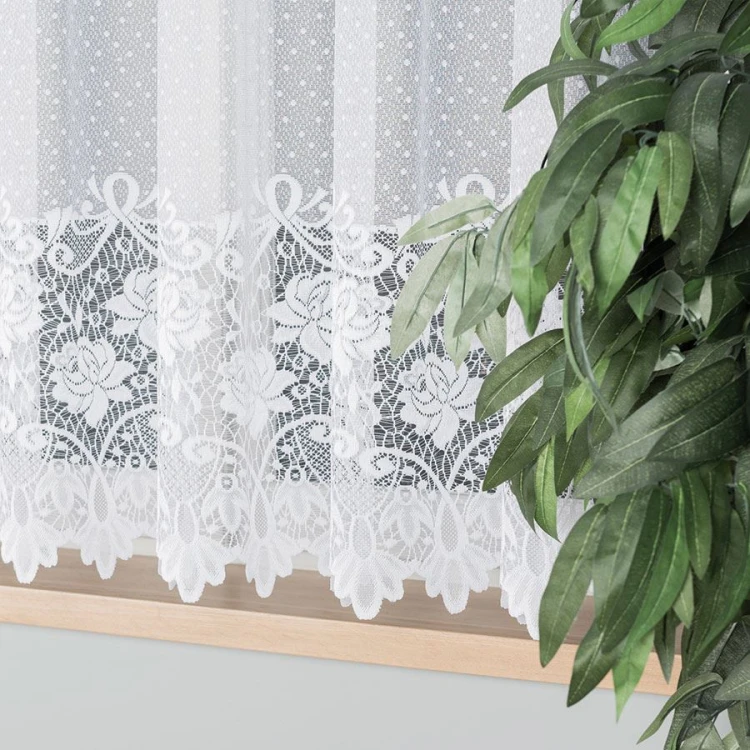 DEMETRIA Firanka żakardowa gotowa prosta 300x160 cm biała