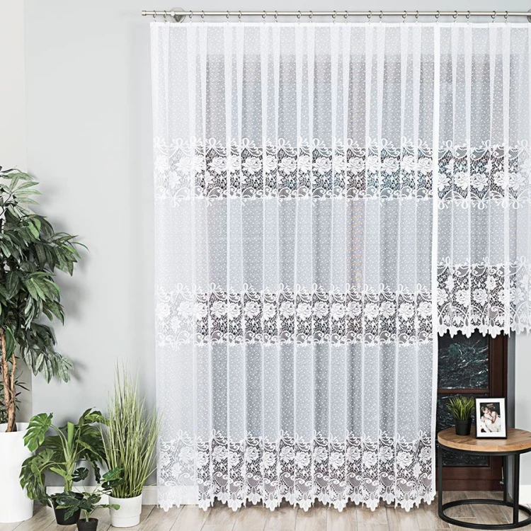 DEMETRIA Firanka żakardowa gotowa prosta 300x250 cm biała
