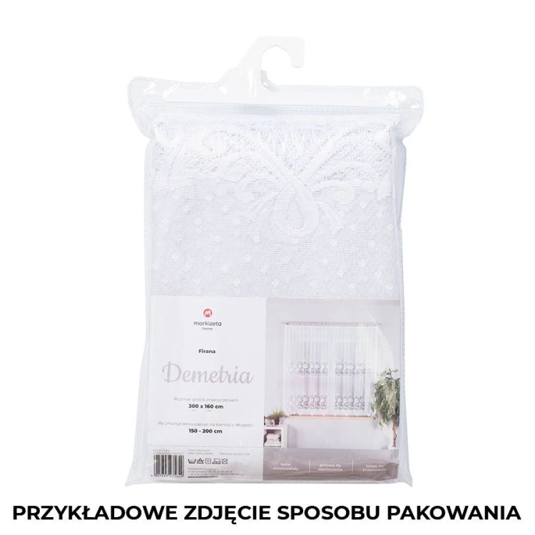 DEMETRIA Firanka żakardowa gotowa 400x160 cm biała