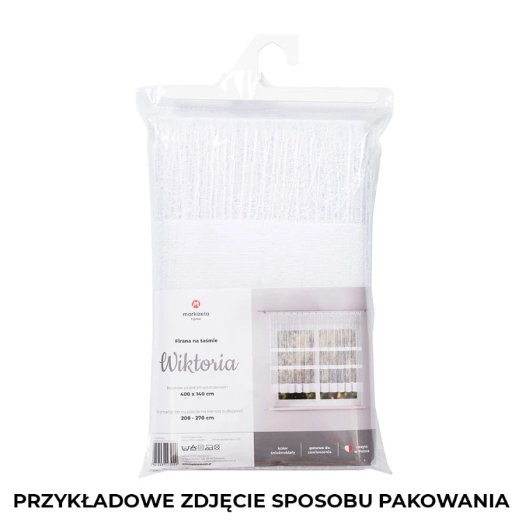 WIKTORIA Firanka żakardowa gotowa na prosto 200x250 cm biała