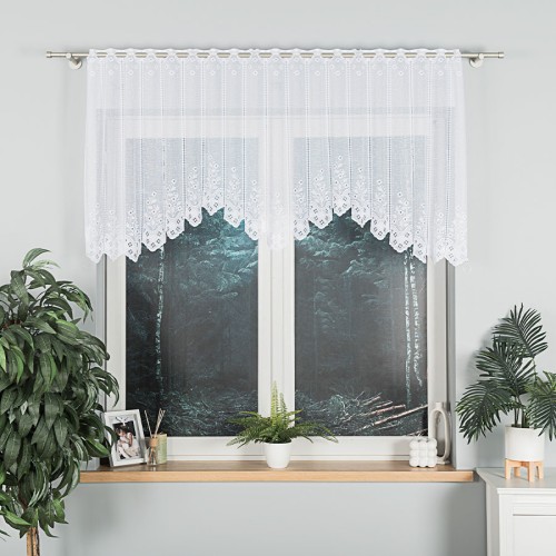 KLEMENTYNA Firanka żakardowa gotowa 200x80 cm biała