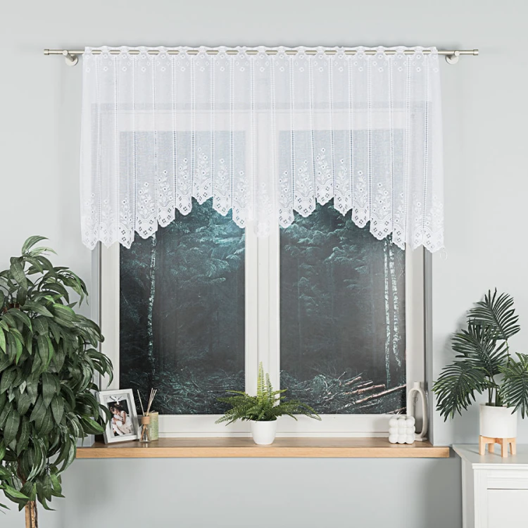 KLEMENTYNA Firanka żakardowa gotowa 200x80 cm biała