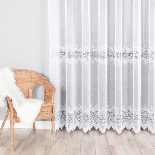VIOLETTA Firanka żakardowa ze wzorem pasowym 230 cm biała