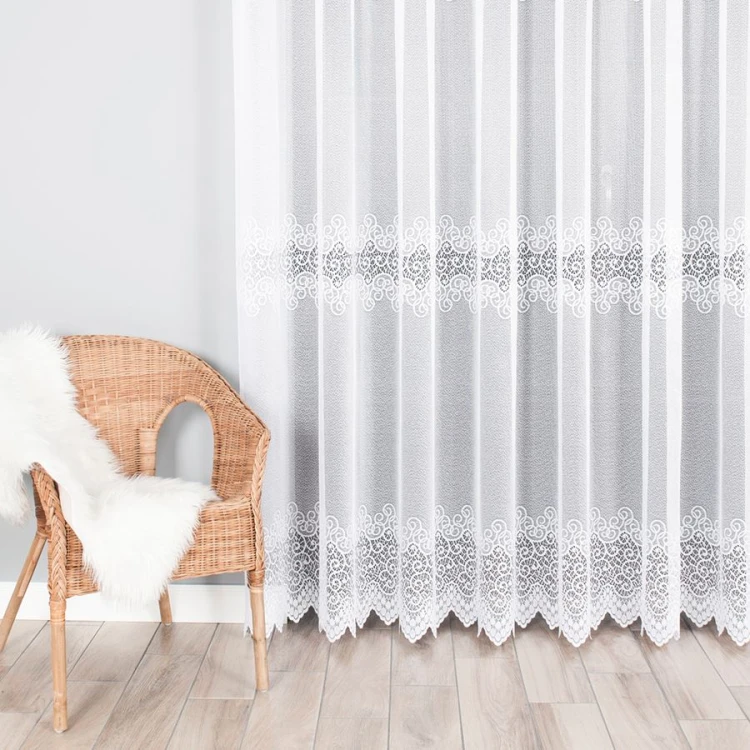 VIOLETTA Firanka żakardowa ze wzorem pasowym 230 cm biała