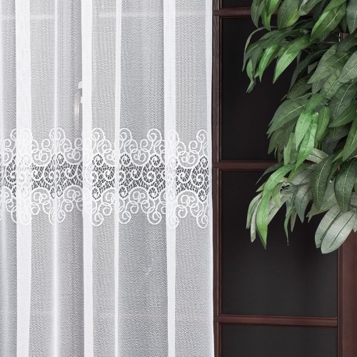 VIOLETTA Firanka żakardowa ze wzorem pasowym 230 cm biała