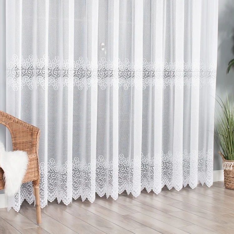 VIOLETTA Firanka żakardowa ze wzorem pasowym 230 cm biała